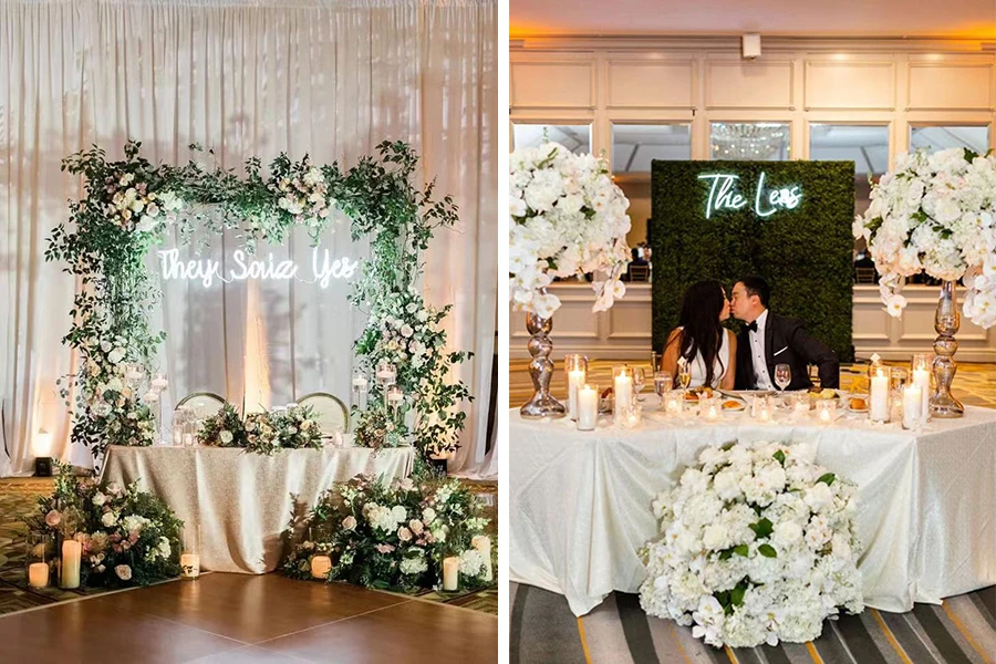 sweetheart table floral centerpieces