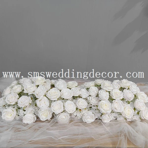 white floral table runner