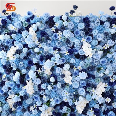 Dinding Bunga Biru Dan Putih